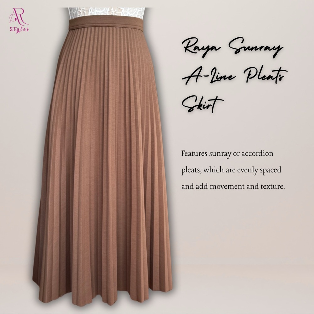 NWT Bonded Jersey Thick Brown Pleated Modest Skirt